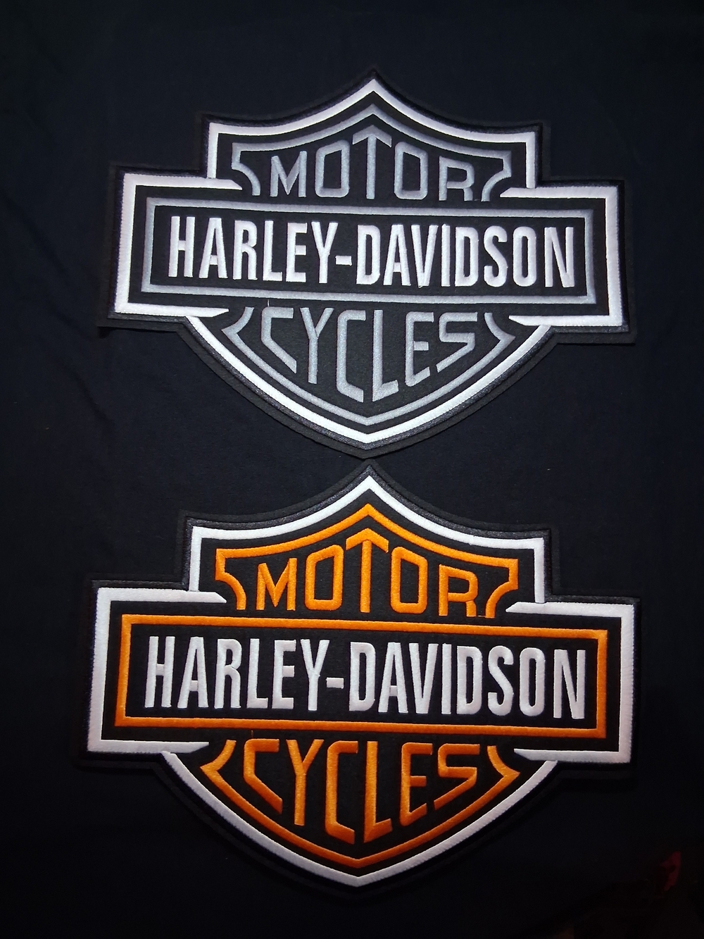 Harley-Davidson Dual Shield Patch Set in Black, White & Orange